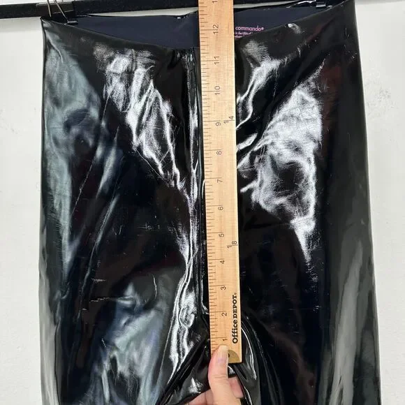 Commando Black Shiny Crackle Faux-Patent Legging High Shine High Rise Stretch SM - Picture 10 of 15